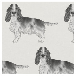 Tissu English Cocker Spaniel en motif noir et blanc