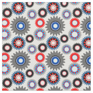 Tissu Engrenages colorés