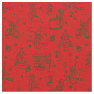 Tissu épiphanie noël sorcière befana rouge