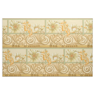 Tissu Époque victorienne Art Nouveau Floral Scroll Friez