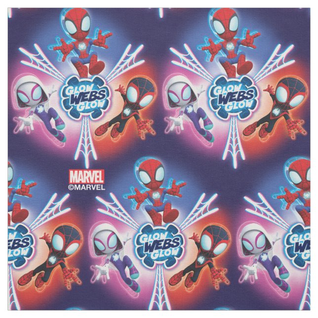 Tissu Équipe Spidey Toiles Lumineuses Graphique Lumineux (Échantillon)