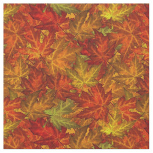 Tissu Érable d'automne Feuille Orange & Or
