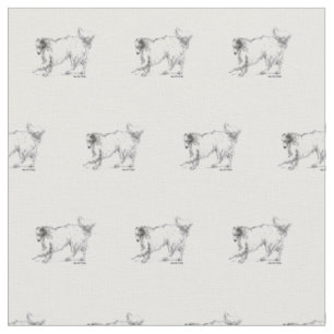Tissu Esquisse d'encre de Borzoi Dessin d'art animal