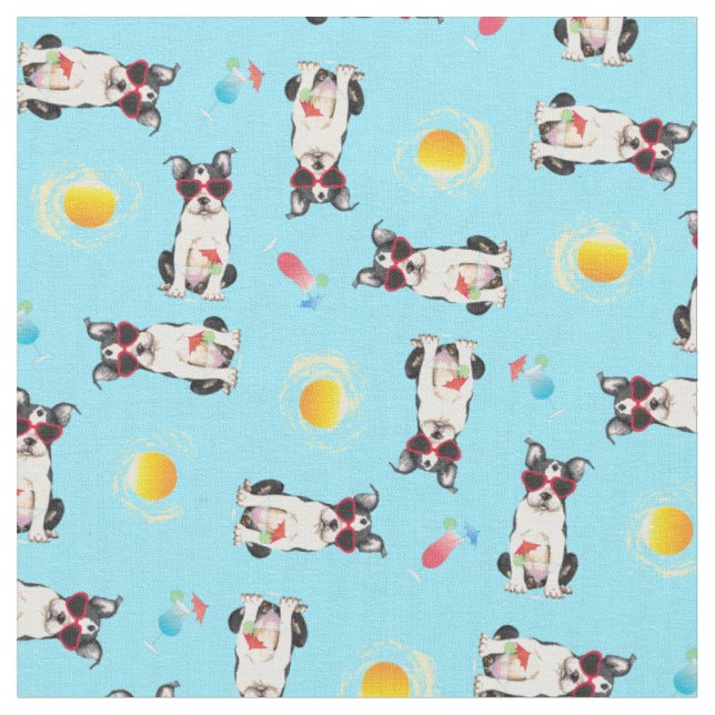Tissu Été Boston Terrier (Fermer)