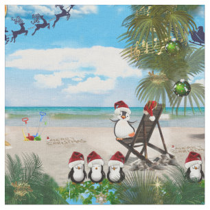 Tissu Été Noël bébé sur la plage répéter