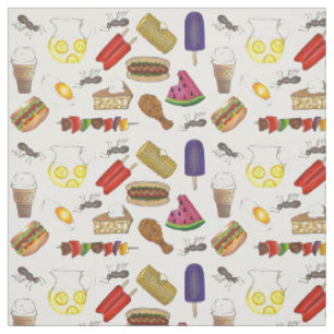Tissu Été Pique-nique Alimentation Maïs Pie Popsicle Gri