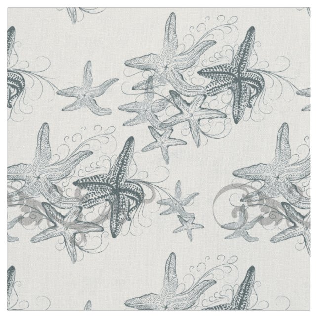 Tissu Étoiles de mer sur le motif de mer (Fermer)