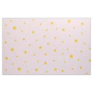 Tissu Étoiles dorées éparpillées sur rose clair