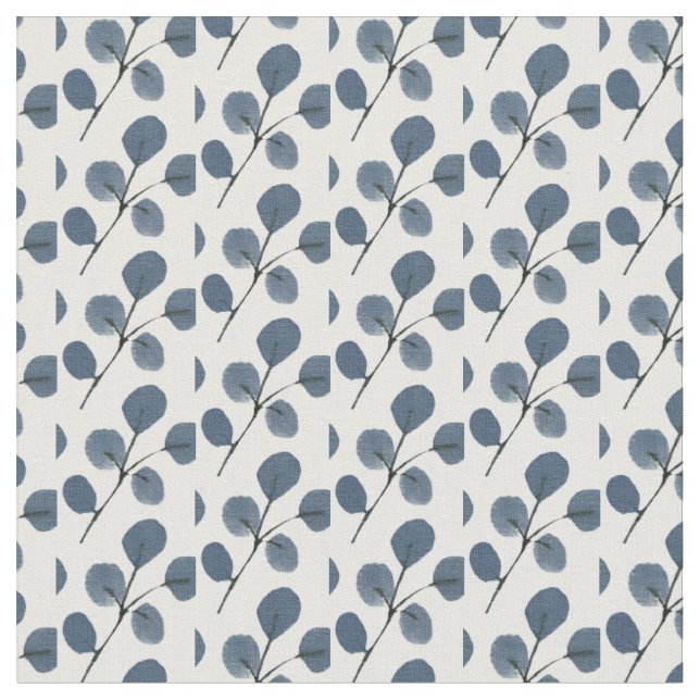 Tissu Eucalyptus verdoyant bleu aquarellisé à la main (Fermer)