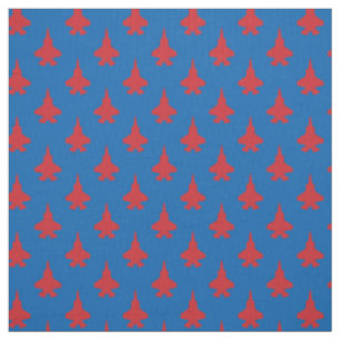 Tissu F-35 Lightning 2 Jets de chasse Motif rouge sur bl
