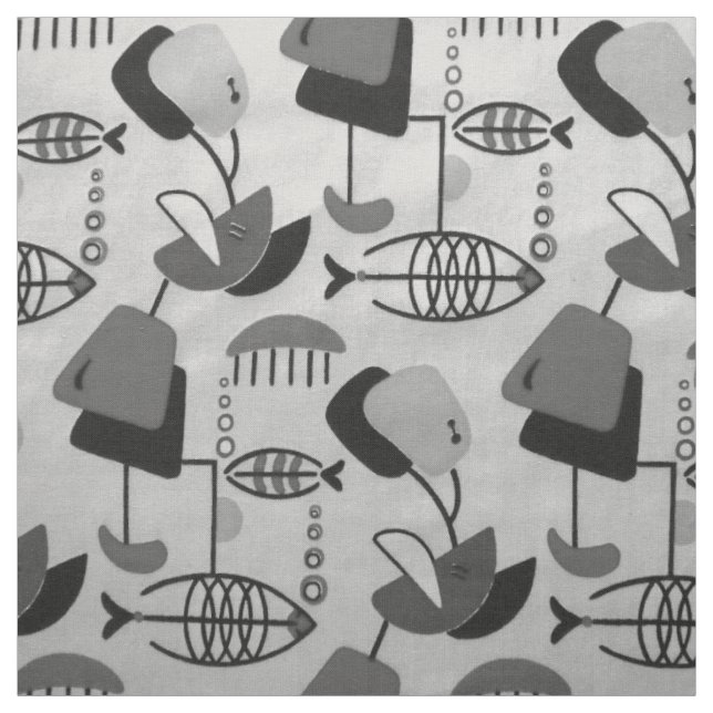 Tissu Fabric de Motif atomique noir et blanc (Échantillon)