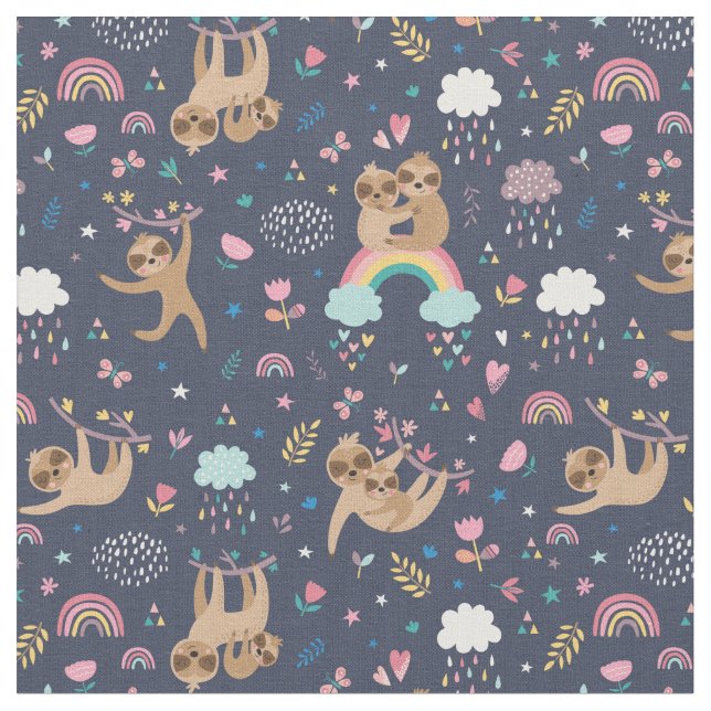 Tissu Fabric de Motif Sloth (Fermer)