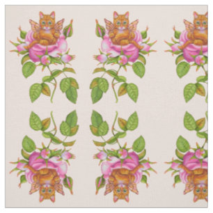 Tissu Fairy Kitten Repose en Rose