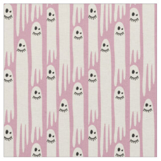 Tissu Fantômes Amicaux sur Crème et Rose – Motif Hallowe