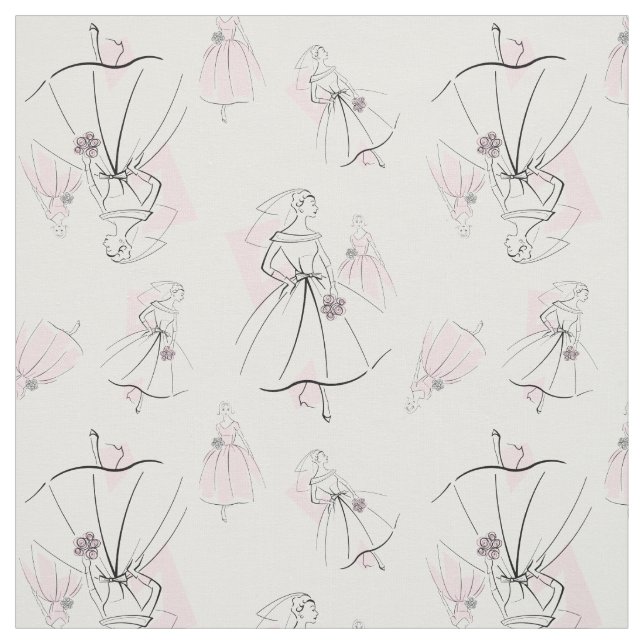 Tissu Fashion Bride groupe rose Multi petit motif (Échantillon)