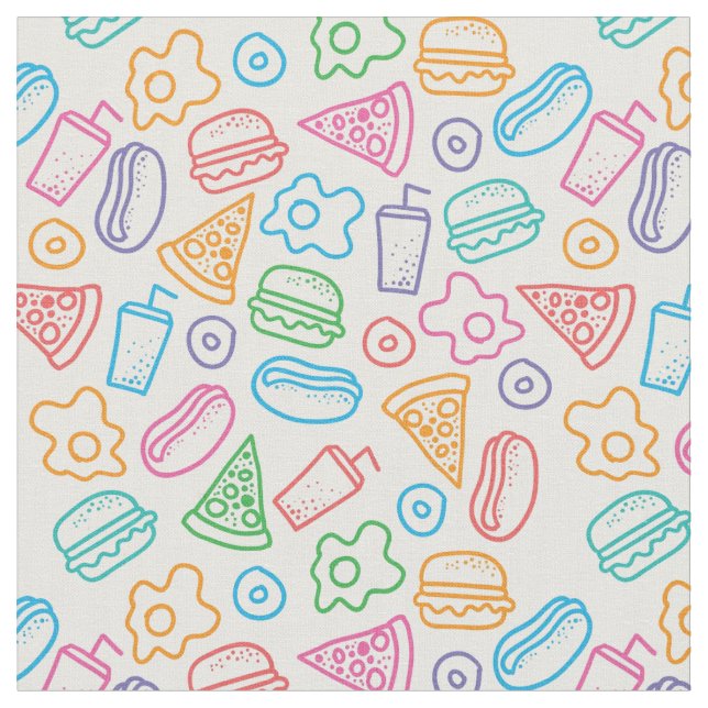 Tissu Fast food pattern (Fermer)