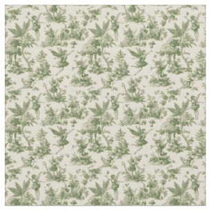 Tissu Fées de la forêt verte motif Toile de Jouy