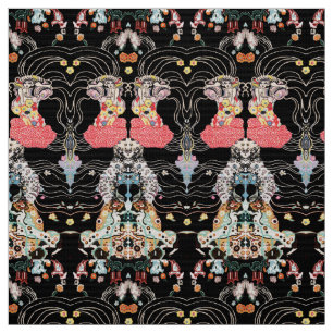 Tissu FEMME, CENTAUR FLORAL Rouge Noir Blanc Motif Klimt