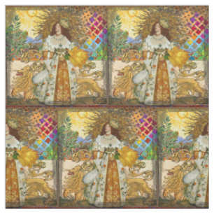 Tissu Femme Vintage Soleil Doré : Art Collage Zodiaque L