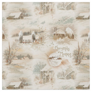 Tissu Fermes de Noël rustiques en hiver