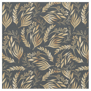 Tissu Feuillage d'or classique Design botanique gris