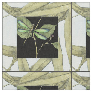 Tissu Feuille avec l'encart de libellule par Jennifer