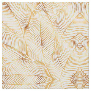 Tissu Feuille d'or blanc Motif élégant