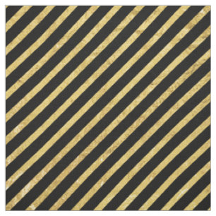 Tissu Feuille d'or et motif diagonal de rayures de noir