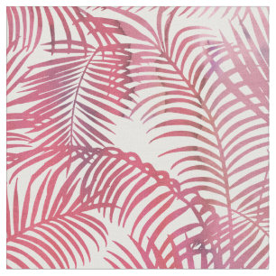 Tissu Feuille tropical de palmier d'aquarelle rose