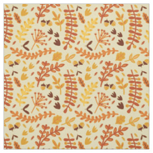 Tissu Feuilles d'automne et baies de bois Brown Orange