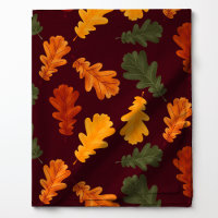 Feuilles de chêne d'automne sur fond rouge à motif