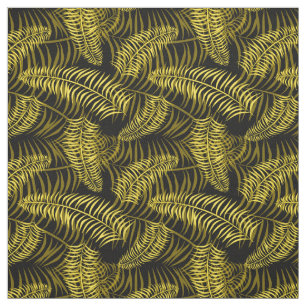 Tissu Feuilles de palme tropicale Motif noir et jaune