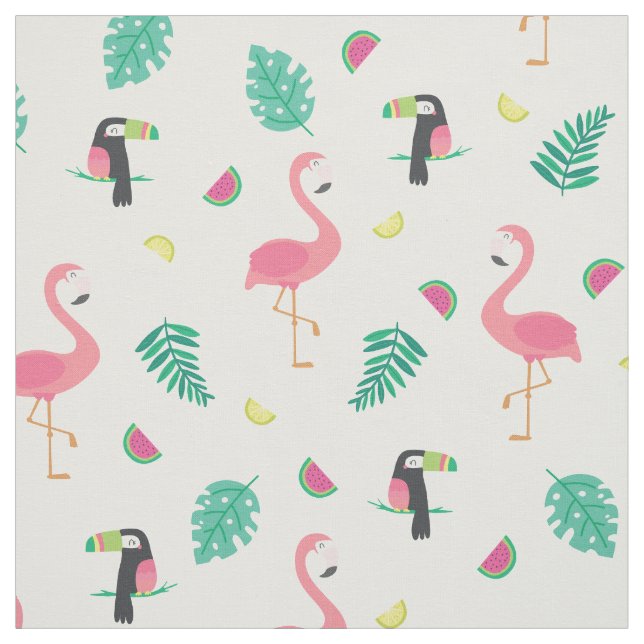 Tissu Feuilles de pastèque rose tropicale flamingo touca (Échantillon)