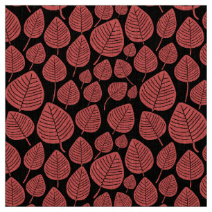 Tissu Feuilles - Le rose tropical sur le noir