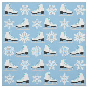 Tissu Figure bleue patins et Noël de flocons de neige