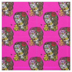 tissu fille crâne sucre