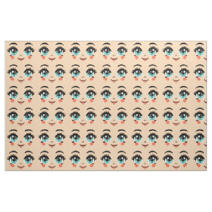 Tissu Fille de dessin animé adorable poupée bonheur visa