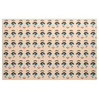 Tissu Fille de dessin animé adorable poupée bonheur visa