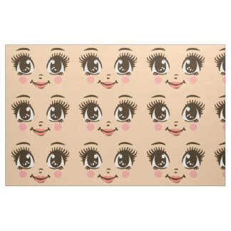 Tissu Fille de dessin animé heureuse adorable art de vis