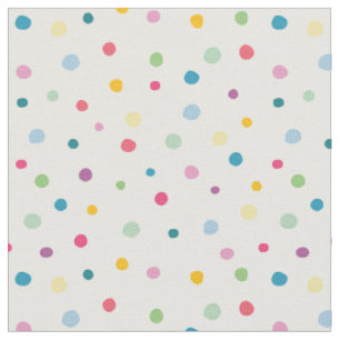 Tissu Fille Pois coloré motif blanc rouge vert