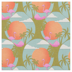 Tissu Flamant rose du coucher de soleil tropical