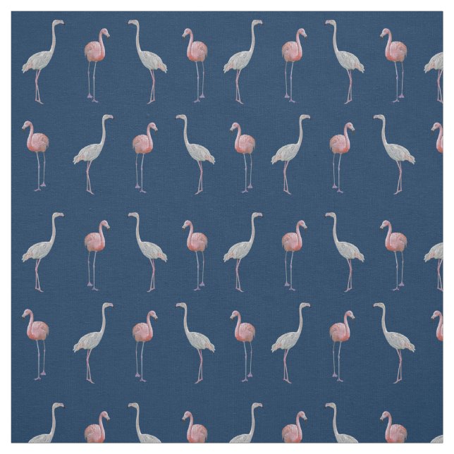 Tissu Flamant rose Frenzy Fabric (Navy) (Échantillon)