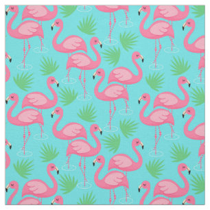 Tissu Flamant rose rose lunatique de paradis tropical de