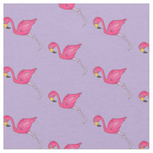 Tissu Flamant rose rose violet Ile tropicale Imprimer
