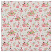 Flamants mignons et fleurs tropicales