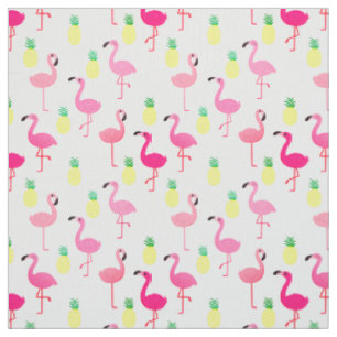 Tissu Flamants roses et ananas ! Structure Premium sans