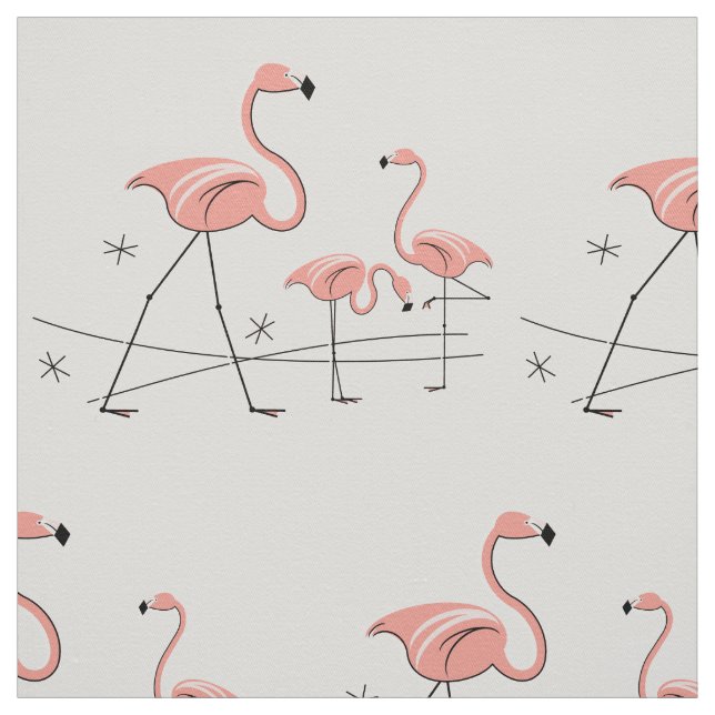 Tissu Flamants roses Rose Trio 2 grand motif (Échantillon)