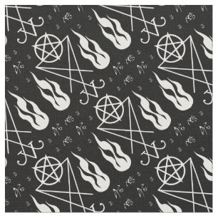 Tissu Flamme Lucifer Sigil Pentagrams Occulte Goth Fabri