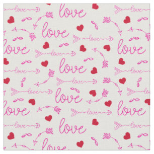Tissu Flèches tribales et Coeurs d'amour rouge Boho Vale