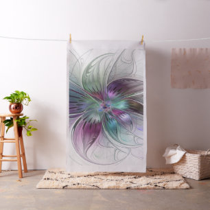 Tissu Fleur Abstraite colorée Art moderne floral fractal